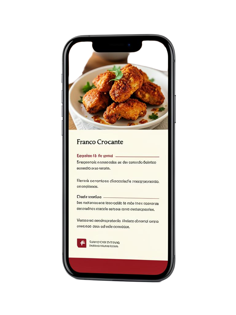 Livro digital de receitas aberto no celular